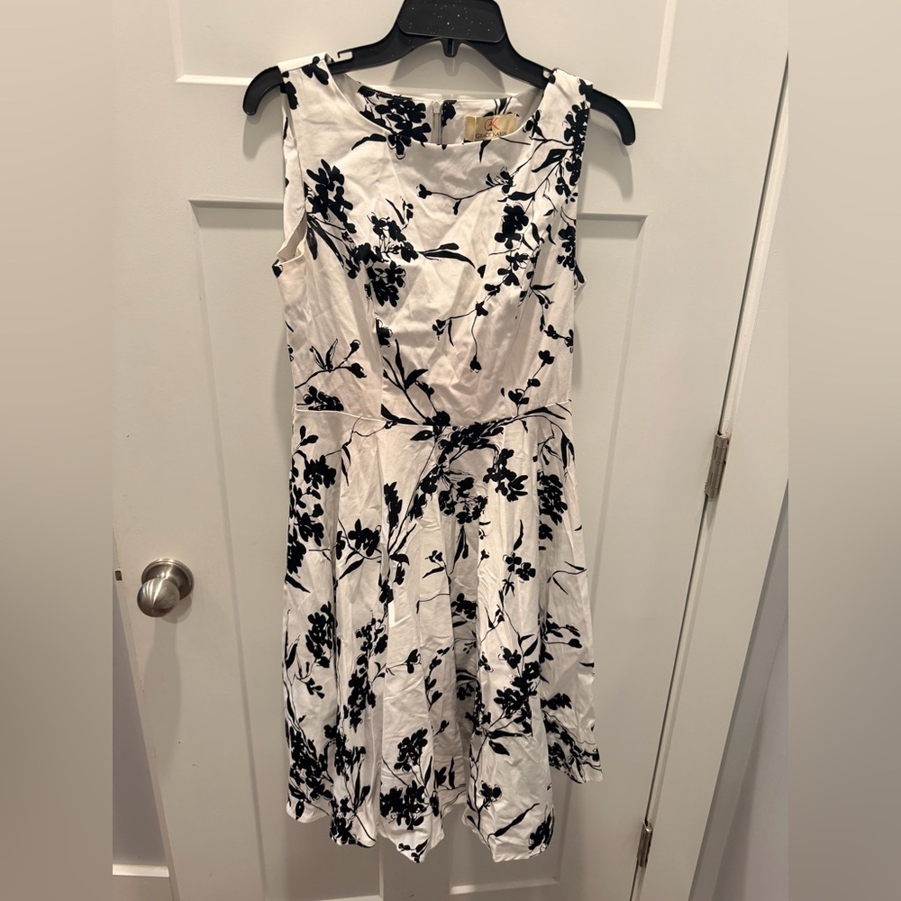 Grace Karin Black White Floral Fit & Flare Dress NWT Medium